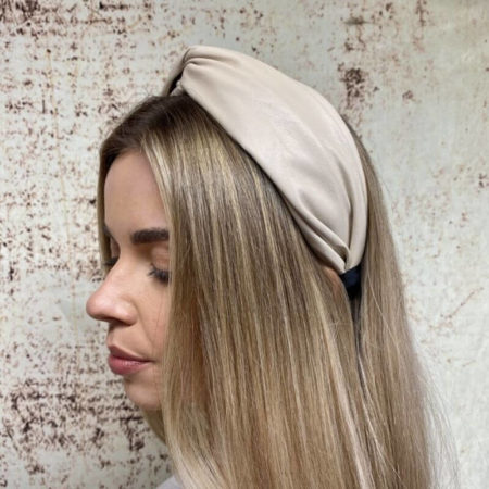Leather Look Headband Beige