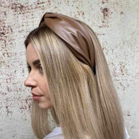 Leather Look Headband Chocolate Brown