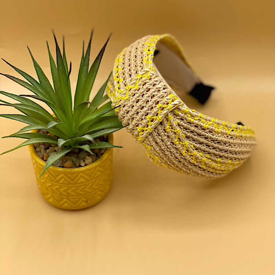 Raffia headband yellow