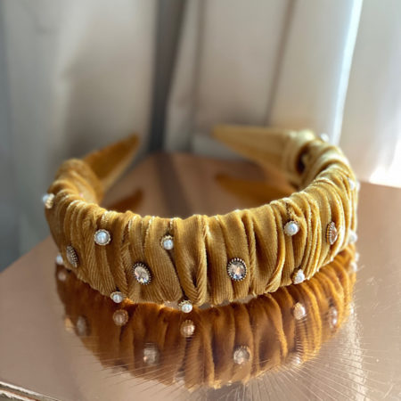 embellihed ruched headband mustard