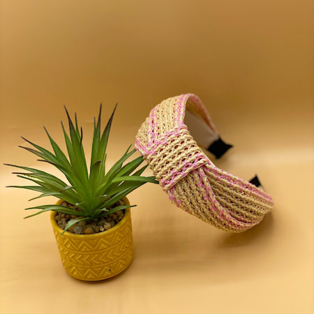 Pink Raffia Headband