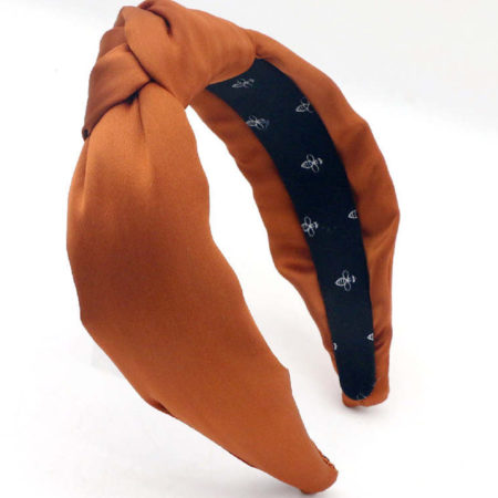 Satin Knotted Headband In Pumkin Spice