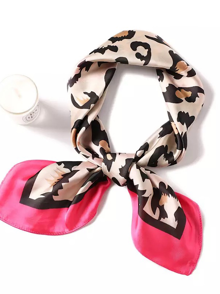 leopard print silk scarf hot pink