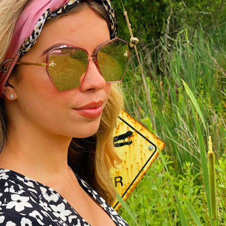 leopard chain detail silk scarf pink