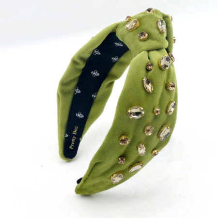 Luxury embellished headband in martini olive