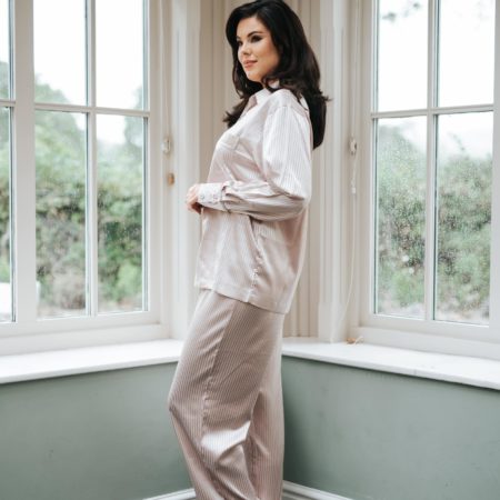 Mink pinstripe satin pyjama set