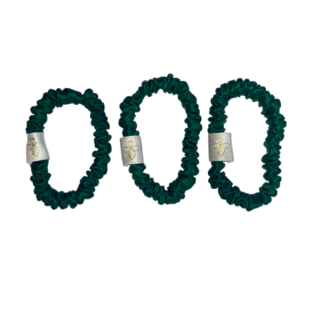 Skinny silk scrunchie set emerald