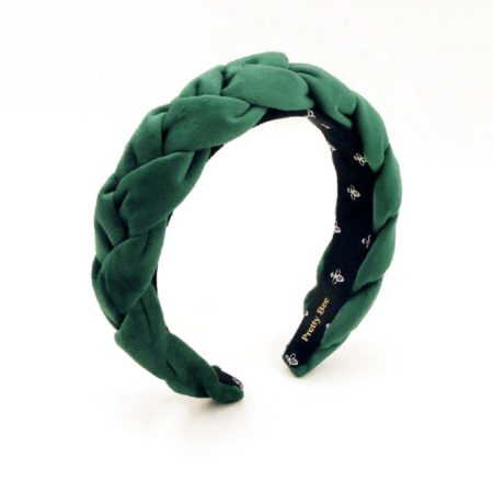 Braided velvet headband emerald green