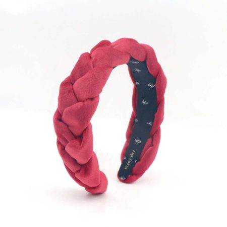 Braided velvet headband red