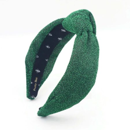 Lurex glitter knotted headband emerald green