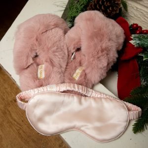 Rose gold slipper and mask gift set